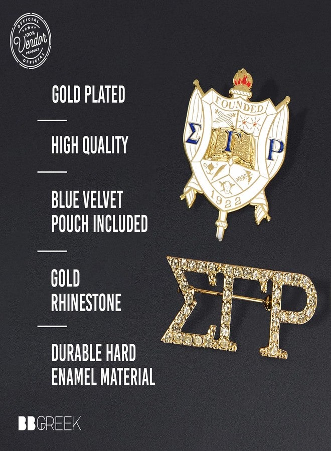 BBGreek Sigma Gamma Rho - مستلزمات SGRho - بائع رسمي - طقم من قطعتين من دبابيس طية صدر السترة - مينا وأحجار الراين - مستلزمات أخوية نسائية - Image 2